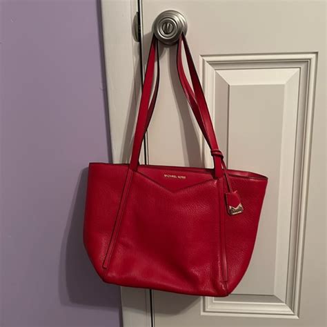 whitney small pebbled leather tote by michael kors maroon|Michael Kors Whitney Small Pebbled Leather Tote .